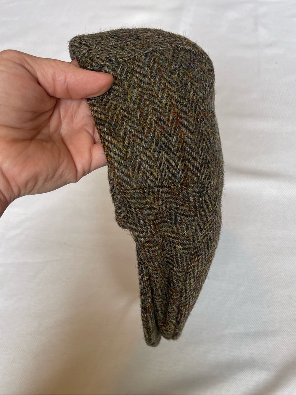 Hanna Hats Brown Herringbone Flat Cap Lined Ear Flap Men M Pageboy Wool Ireland